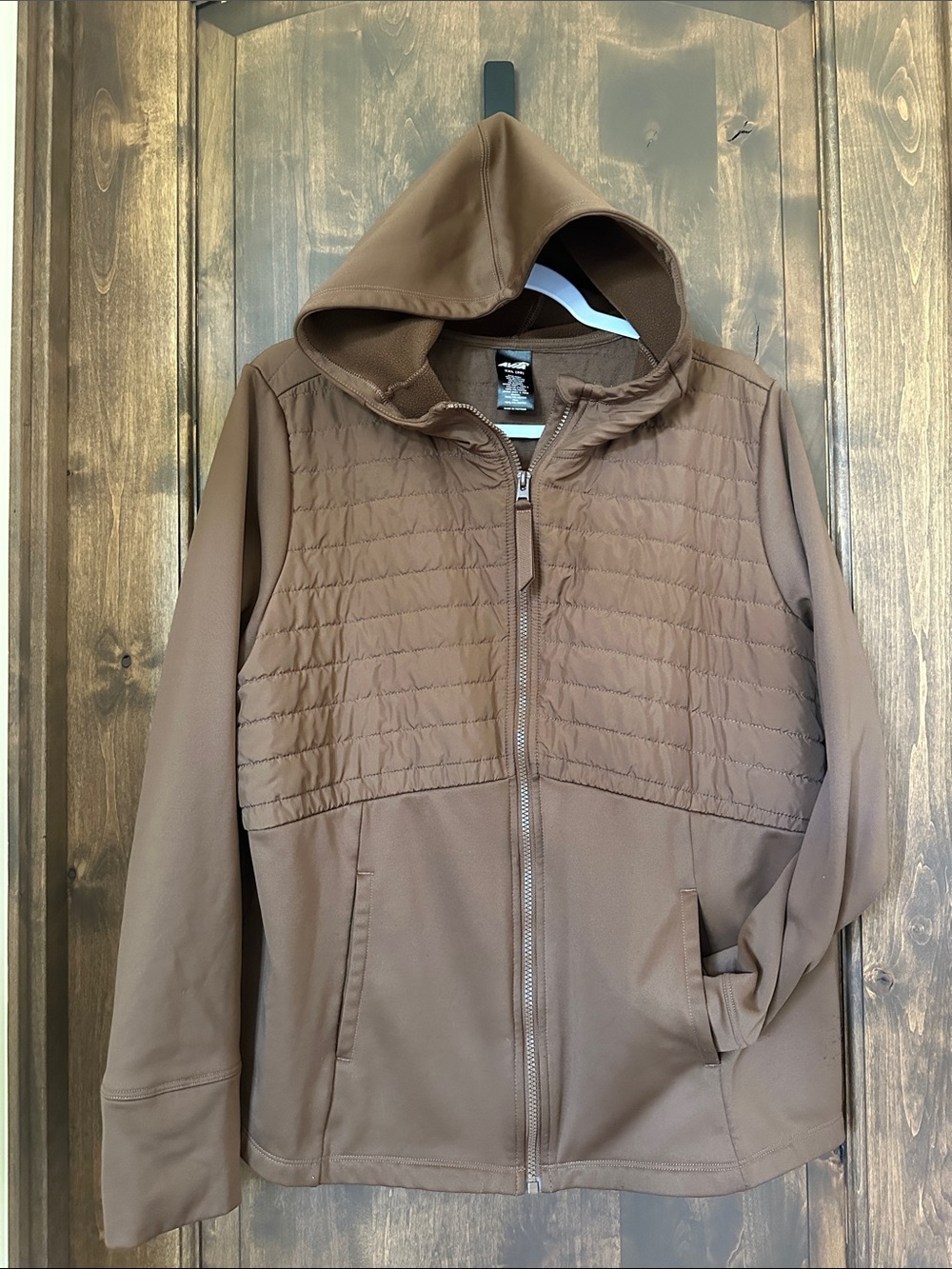 Avia Brown Quilted Panel Hooded Jacket